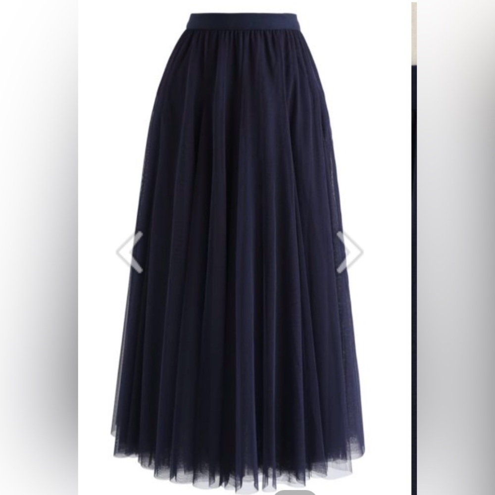 Trina Turk Deep Blue Maxi Skirt. Silk bottom, polyester top.